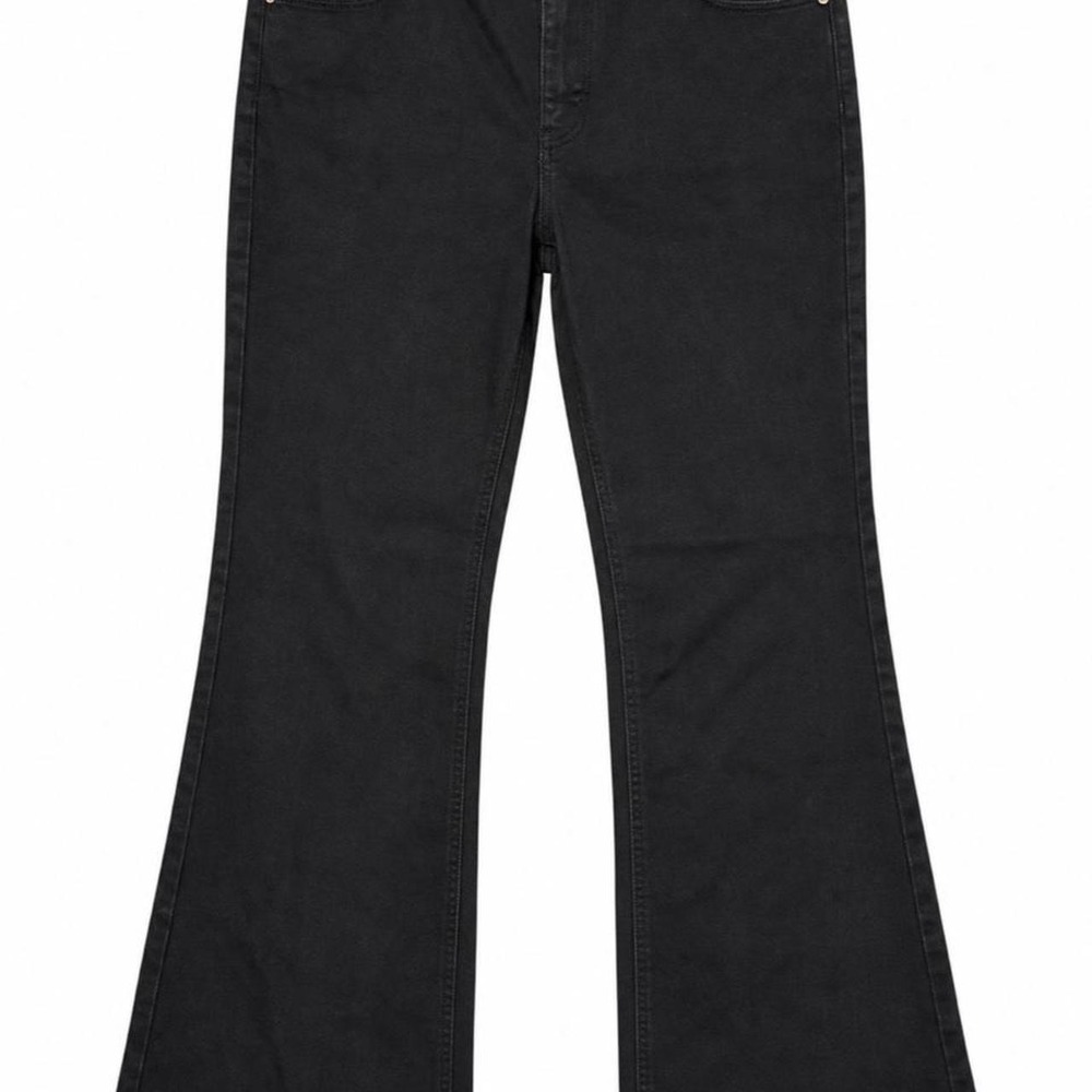 WHBM Black Wide Leg Flare Jeans Size 10 Y2K Office Siren Stretch Denim